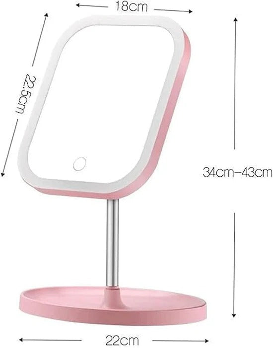 مرآة مكياج تلسكوبية بإضاءة LED