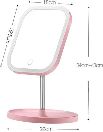 مرآة مكياج تلسكوبية بإضاءة LED